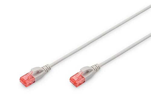DIGITUS LAN Kabel Cat 6 - 10m - Slim - RJ45 Netzwerkkabel - UTP Ungeschirmt - Kompatibel zu Cat-6A - Grau von DIGITUS