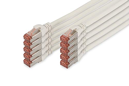 DIGITUS LAN Kabel Cat 6 - 5m - 10 Stück - RJ45 Netzwerkkabel - S/FTP Geschirmt - Kompatibel zu Cat 6A & Cat 7 - Weiß von DIGITUS