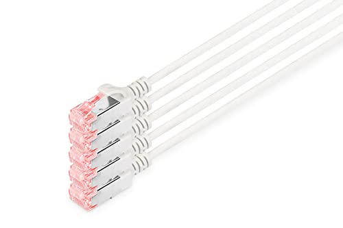 DIGITUS LAN Kabel Cat 6-7m - Slim - 5 Stück - RJ45 Netzwerkkabel - U/FTP Geschirmt - Kompatibel zu Cat-6A - Grau von DIGITUS