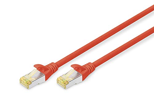 DIGITUS LAN Kabel Cat 6A - 0,25m - RJ45 Netzwerkkabel - S/FTP Geschirmt - Kompatibel zu Cat-6 & Cat-7 - Rot von DIGITUS