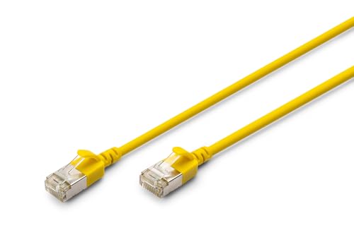 DIGITUS LAN Kabel Cat 6A – 0,5m – Slim Version AWG 32/7 – 10 Gbit/s – RJ45 Netzwerkkabel – F/FTP – PoE+ – LSZH – Kompatibel zu Cat7, Cat6, Cat5e – Gelb von DIGITUS