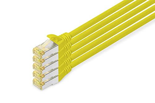 DIGITUS LAN Kabel Cat 6A - 10m - 5 Stück - RJ45 Netzwerkkabel - S/FTP Geschirmt - Kompatibel zu Cat-6 & Cat-7 - Gelb von DIGITUS