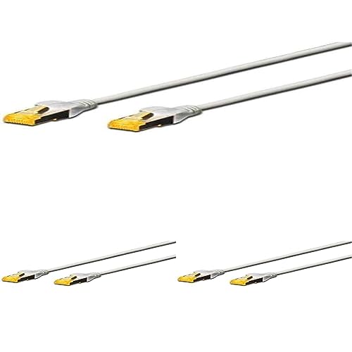 DIGITUS LAN Kabel Cat 6A - 2m - RJ45 Netzwerkkabel - S/FTP Geschirmt - Kompatibel zu Cat-7 - Grau (3er Pack) von DIGITUS