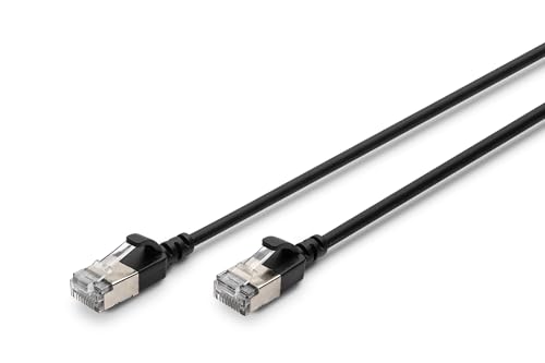 DIGITUS LAN Kabel Cat 6A – 3m – Slim Version AWG 32/7 – 10 Gbit/s – RJ45 Netzwerkkabel – F/FTP – PoE+ – LSZH – Kompatibel zu Cat7, Cat6, Cat5e – Schwarz von DIGITUS