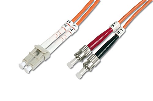 DIGITUS LWL Patch-Kabel OM1 - 2 m LC auf ST Glasfaser-Kabel - LSZH - Duplex Multimode 50/125µ - 10 GBit/s - Orange von DIGITUS