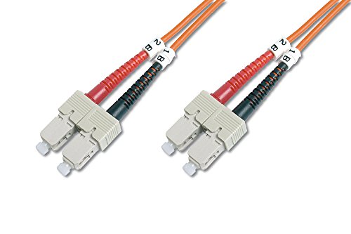 DIGITUS LWL Patch-Kabel OM2 - 3 m SC auf SC Glasfaser-Kabel - LSZH - Duplex Multimode 50/125µ - 10 GBit/s - Orange, Schwarz von DIGITUS