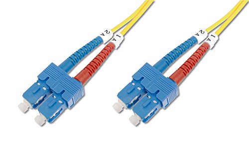 DIGITUS LWL Patch-Kabel OS2 - 1 m SC auf SC Glasfaser-Kabel - LSZH - Duplex Singlemode 09/125µ - 10 GBit/s - Gelb von DIGITUS