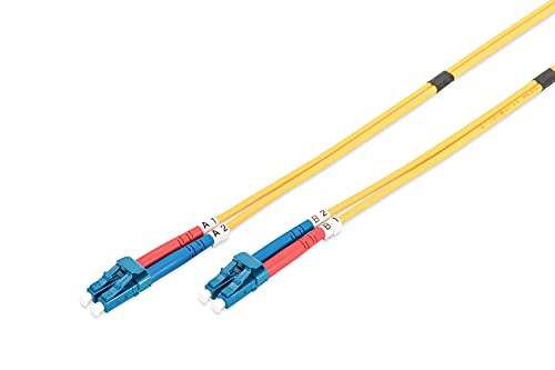 DIGITUS LWL Patch-Kabel OS2 - 2 m LC auf LC Glasfaser-Kabel - LSZH - Duplex Singlemode 09/125µ - 10 GBit/s - Gelb von DIGITUS