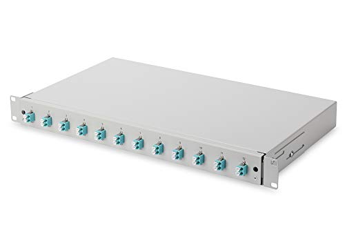 DIGITUS LWL Spleißbox 12 Kupplungen - LC - OM3- 1HE 19-Zoll - Multi-Mode Duplex - Mit Spleiß-Kassette - Rack-Einbau von DIGITUS