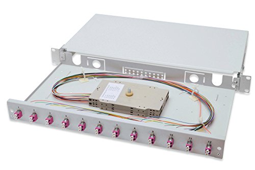 DIGITUS LWL Spleißbox 12 Kupplungen - LC - OM4 - 1HE 19-Zoll - Multi-Mode Duplex - Mit Spleiß-Kassette - Rack-Einbau von DIGITUS