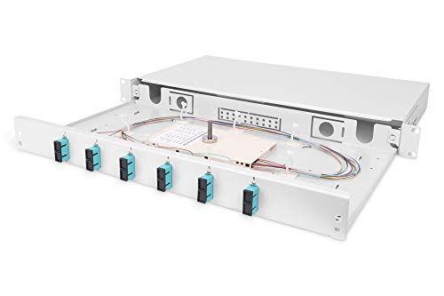 DIGITUS LWL Spleißbox 6 Kupplungen - SC - OM3 - 1HE - 19-Zoll - Multi-Mode Simplex - Mit Spleiß-Kassette - Rack-Einbau von DIGITUS