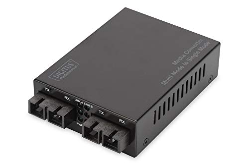 DIGITUS Medienkonverter - Multimode / Singlemode - Fast Ethernet - SC zu SC - 1310nm / 1310nm Wellenlänge - Schwarz von DIGITUS