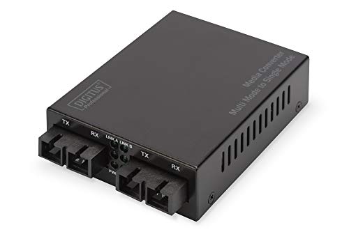 DIGITUS Medienkonverter - Multimode / Singlemode - Gbit Ethernet - SC zu SC - 850nm / 1310nm Wellenlänge - Schwarz von DIGITUS