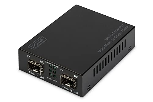 DIGITUS Medienkonverter - SFP Port - Gbit Ethernet - SFP / SFP - 100/1000Base-X - Multimode / Singlemode - Schwarz von DIGITUS