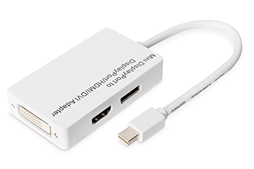 DIGITUS Mini DisplayPort Grafik Y Adapter, mDP zu DVI-D + HDMI + VGA, Full HD 60 Hz, Weiß von DIGITUS