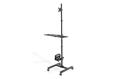 DIGITUS mobiler Steh-Arbeitsplatz – Monitor-Halterung & Tastaturablage & PC-Halterung – Flexible Höheneinstellung – 1 Monitor – Bis 32 Zoll – VESA 75x75, 100x100 – Schwarz DIGITUS mobiler Steh-Arbeitsplatz – Monitor-Halterung & Tastaturablage & PC-Halterung – Flexible Höheneinstellung – 1 Monitor – Bis 32 Zoll – VESA 75x75, 100x100 – Schwarz von DIGITUS