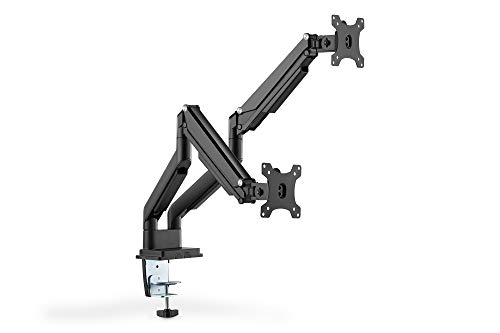 DIGITUS Monitorhalterung - Klemme & Gasdruckfeder - 2 Monitore - Bis 32 Zoll, Bis 2X 9 kg - VESA 75x75, 100x100 - Schwarz von DIGITUS