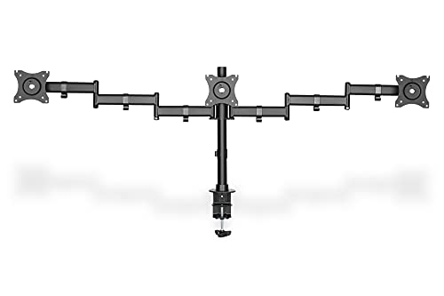 DIGITUS Monitorhalterung - Tischklemme - 3 Monitore - Bis 27 Zoll - Bis 3x 8 kg - VESA 75x75, 100x100 - Schwarz von DIGITUS