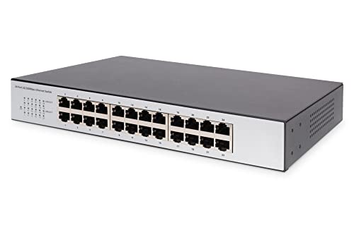 DIGITUS Netzwerk-Switch 24-Port - Fast Ethernet RJ45 Buchsen - opt. 19-Zoll Rack-Montage - 100 MBit/s - Desktop-Version von DIGITUS