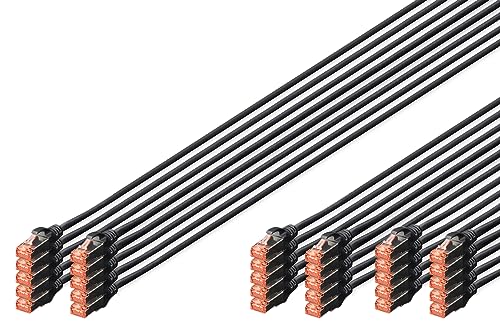 DIGITUS Netzwerkkabel Cat 6 – 30 Stück – RJ45 Stecker – S/FTP Geschirmt – Ethernet Kabel, LAN Kabel – Kompatibel zu Cat 6A & Cat 7 – Bundle aus 10x 0,25m / 10x 0,5m / 10x 1m – Schwarz von DIGITUS