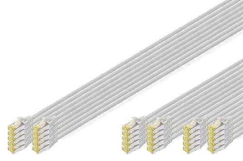 DIGITUS Netzwerkkabel Cat 6A – 30 Stück – RJ45 Stecker – S/FTP Geschirmt – Ethernet Kabel, LAN Kabel – Kompatibel zu Cat 6 & Cat 7 – Bundle aus 10x 0,25m / 10x 0,5m / 10x 1m – Grau von DIGITUS