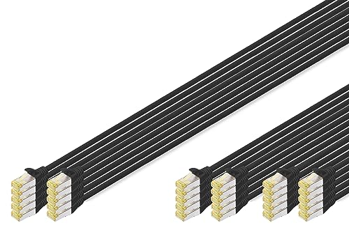 DIGITUS Netzwerkkabel Cat 6A – 30 Stück – RJ45 Stecker – S/FTP Geschirmt – Ethernet Kabel, LAN Kabel – Kompatibel zu Cat 6 & Cat 7 – Bundle aus 10x 0,25m / 10x 0,5m / 10x 1m – Schwarz von DIGITUS