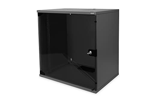 DIGITUS Netzwerkschrank - 19-Zoll Rack 12 HE - Unmontiert - Wandmontage - 400 mm Tiefe - Traglast 60 kg - Glastür - Schwarz von DIGITUS