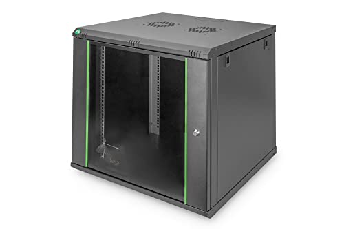 DIGITUS Netzwerkschrank - 19 Zoll Rack - 12HE - Wandmontage - 600mm Tiefe - Traglast 60kg - Dynamic Basic Serie - Schwarz von DIGITUS