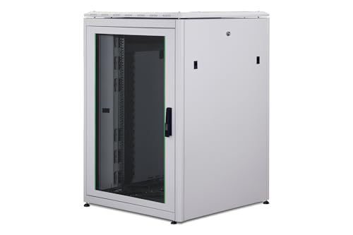 DIGITUS Netzwerkschrank - 19-Zoll Rack 22HE - 80x80 cm - Unique Serie - Traglast 800 kg - Nutztiefe 743 mm - Grau von DIGITUS