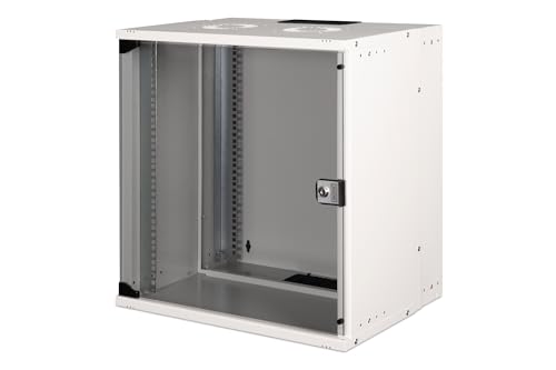 DIGITUS Netzwerkschrank SoHo Pro - 19-Zoll Rack 12 HE - Unmontiert - Wandmontage - 400 mm Tiefe - 327 mm Nutztiefe - Traglast 60 kg - Glastür - Grau von DIGITUS