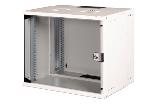 DIGITUS Netzwerkschrank SoHo Pro - 19-Zoll Rack 9 HE - Unmontiert - Wandmontage - 400 mm Tiefe - 327 mm Nutztiefe - Traglast 60 kg - Glastür - Grau von DIGITUS