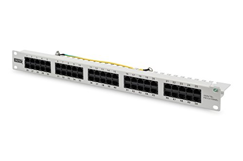 DIGITUS Patchpanel - 19-Zoll - Cat-3 - Für ISDN - 50-Port RJ45 - Ungeschirmt - Patch-Feld - Rack-Montage 1HE - Grau von DIGITUS