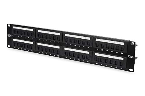 DIGITUS Patchpanel - 19-Zoll - Cat-5e - 48-Port RJ45 - Ungeschirmt - LSA Patch-Feld - Rack-Montage 2HE - Schwarz von DIGITUS