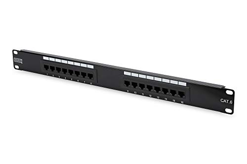 DIGITUS Patchpanel - 19-Zoll - Cat-6 - 16-Port RJ45 - Ungeschirmt - LSA Patch-Feld - Rack-Montage 1HE - Schwarz von DIGITUS