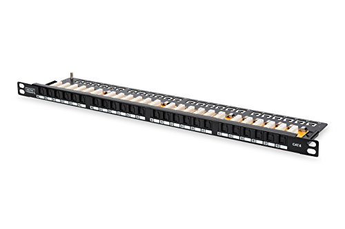 DIGITUS Patchpanel - 19-Zoll - Cat-6 - 24-Port RJ45 - Ungeschirmt - LSA Patch-Feld - Rack-Montage 0.5HE - Schwarz von DIGITUS