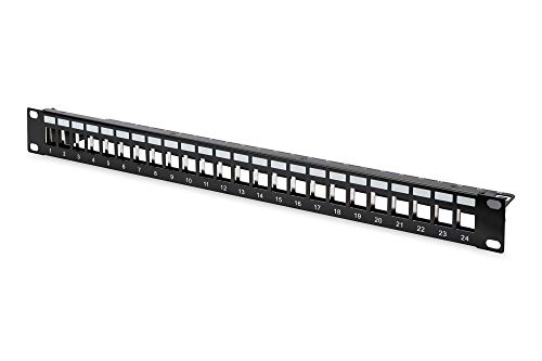 DIGITUS Patchpanel - Modular - Für Keystone-Module - 19-Zoll - 24-Port - Geschirmt - Rack-Montage 1HE - Schwarz von DIGITUS