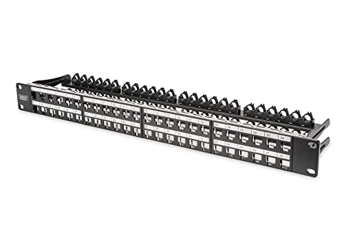 DIGITUS Patchpanel - Modular - Für Keystone-Module - 19-Zoll - 48-Port - Geschirmt - Rack-Montage 1HE - Schwarz von DIGITUS