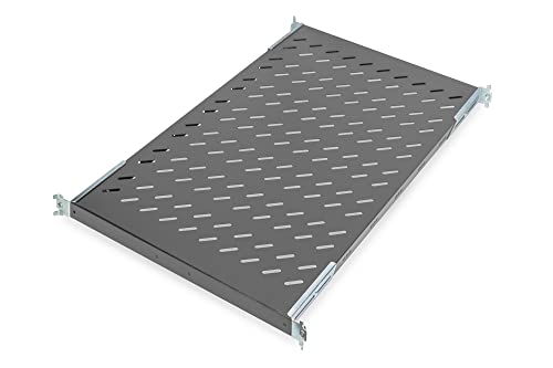 DIGITUS Professional DN-19 TRAY1-1000-ECB - Fachboden mit variabler Tiefe zum Festeinbau in 19" Schränke - Traglast 50 kg - ab 1000 mm Schranktiefe - 1HE - Farbe schwarz von DIGITUS