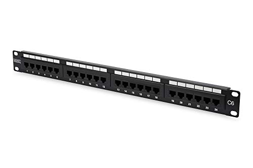 DIGITUS Patchpanel - 19-Zoll - Cat-6 - 24-Port RJ45 - Ungeschirmt - LSA Patch-Feld - Rack-Montage 1HE - Schwarz von DIGITUS