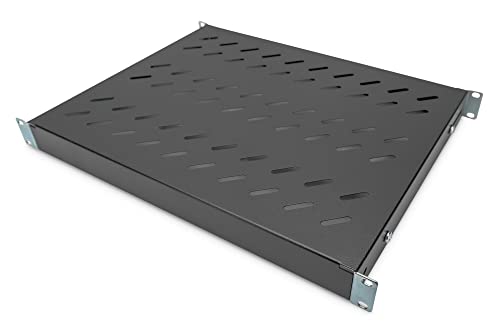 DIGITUS Professional DN-97645 - Fachboden mit variabler Tiefe zum Festeinbau in 19" Schränke - Traglast 50 kg - ab 600 mm Schranktiefe - 1HE - Farbe schwarz von DIGITUS