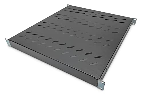 DIGITUS Professional DN-97647 - Fachboden mit variabler Tiefe zum Festeinbau in 19" Schränke - Traglast 50 kg - ab 800 mm Schranktiefe - 1HE - Farbe schwarz von DIGITUS
