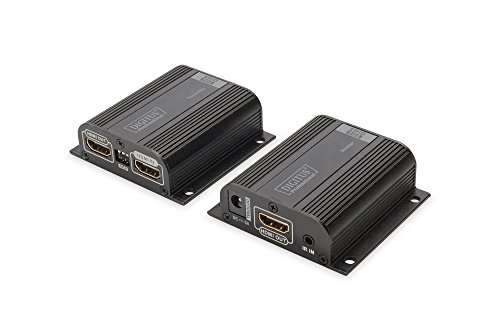 DIGITUS Professional DS-55100-1 - HDMI Extender - Full HD - Set (Sender/Empfänger) - nur 1 Netzteil erforderlich - bis zu 50 m Reichweite - Patchkabel (Cat 6, Cat 6A, Cat 7) - schwarz von DIGITUS