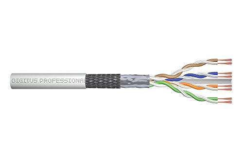 DIGITUS Roh-Patchkabel Cat-6 - Meterware Unkonfektioniert - 100 m - SF-UTP Netzwerk-Kabel - LSZH - AWG 26/7 - Grau von DIGITUS
