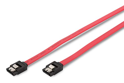 DIGITUS SATA III Anschlusskabel - L-Typ Buchse/Buchse - 0.3m - 6 Gbit/s - mit Verriegelung - SATA 3 - Datenkabel - passend für HDDs, SSDs oder optische Laufwerke - Rot von DIGITUS