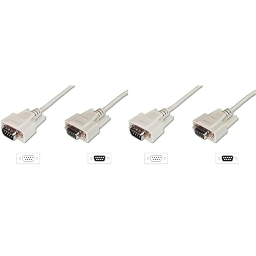 DIGITUS Serielles Anschluss-Kabel - D-Sub 9 zu D-Sub 9 - Stecker zu Buchse - 10.0m - Verlängerungskabel - Beige (Packung mit 2) von DIGITUS