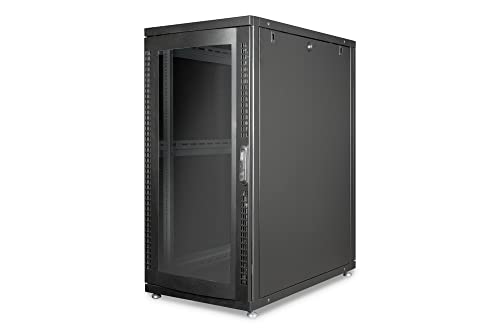 DIGITUS Serverschrank - 19-Zoll Rack 26HE - 60x100 cm - Unique Serie - Glastür - Traglast 1000 kg - Nutztiefe 875 mm - Netzwerkschrank - Schwarz von DIGITUS