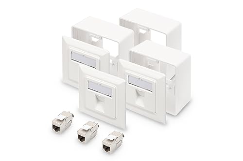 DIGITUS Set: 1-Port Netzwerkdose – 3 Stück – Mit 3x Cat6A Keystone-Modul – Auslass 45° Gewinkelt – Mit Rahmen zur Aufputzmontage – Weiß DIGITUS Set: 1-Port Netzwerkdose – 3 Stück – Mit 3x Cat6A Keystone-Modul – Auslass 45° Gewinkelt – Mit Rahmen zur Aufputzmontage – Weiß von DIGITUS