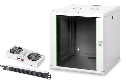 DIGITUS Set: 19" 12HE Netzwerkschrank + Dachlüfter + 7-Port Steckdosenleiste // 19 Zoll Rack – Wandmontage – 600mm Tiefe – Traglast 100kg – Nutztiefe 305-450 mm – Unique Serie – Grau DIGITUS Set: 19" 12HE Netzwerkschrank + Dachlüfter + 7-Port Steckdosenleiste // 19 Zoll Rack – Wandmontage – 600mm Tiefe – Traglast 100kg – Nutztiefe 305-450 mm – Unique Serie – Grau von DIGITUS