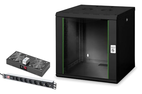 DIGITUS Set: 19" 12HE Netzwerkschrank + Dachlüfter + 7-Port Steckdosenleiste // 19 Zoll Rack – Wandmontage – 600mm Tiefe – Traglast 100kg – Nutztiefe 305-450 mm – Unique Serie – Schwarz DIGITUS Set: 19" 12HE Netzwerkschrank + Dachlüfter + 7-Port Steckdosenleiste // 19 Zoll Rack – Wandmontage – 600mm Tiefe – Traglast 100kg – Nutztiefe 305-450 mm – Unique Serie – Schwarz von DIGITUS