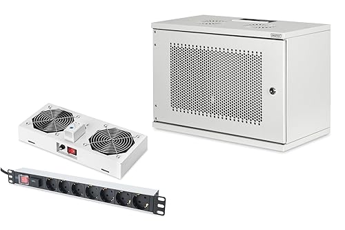 DIGITUS Set: 19" 7HE Netzwerkschrank + Dachlüfter + 7-Port Steckdosenleiste // 19 Zoll Rack – Unmontiert – Wandmontage – 400 mm Tiefe – Traglast 60 kg – Nutztiefe 170-270 mm – SOHO Serie – Stahltür DIGITUS Set: 19" 7HE Netzwerkschrank + Dachlüfter + 7-Port Steckdosenleiste // 19 Zoll Rack – Unmontiert – Wandmontage – 400 mm Tiefe – Traglast 60 kg – Nutztiefe 170-270 mm – SOHO Serie – Stahltür von DIGITUS
